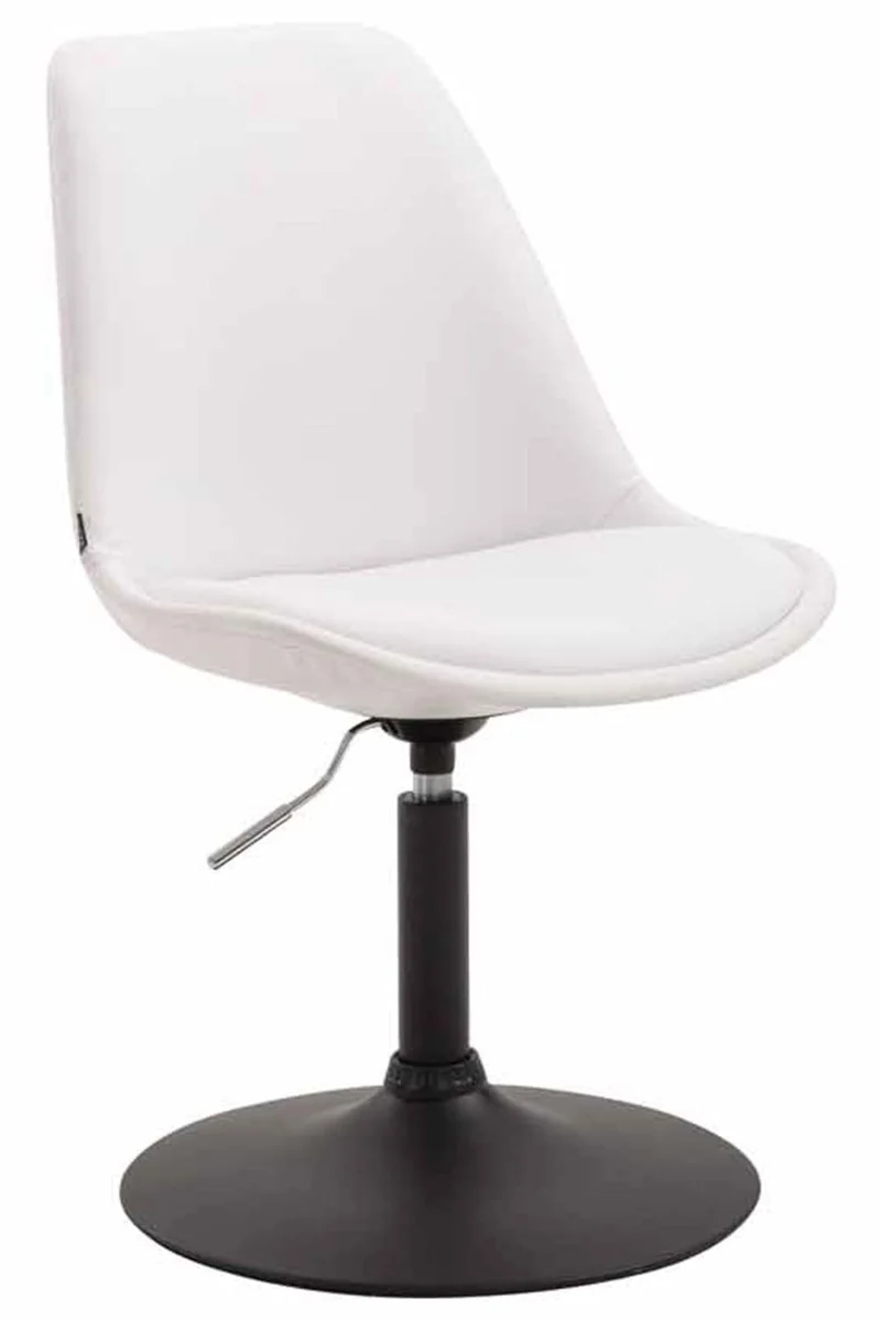 Lot de 4 chaises de salle à manger pivotante hauteur réglable en PVC blanc et pied trompette métal noir 10_0001806