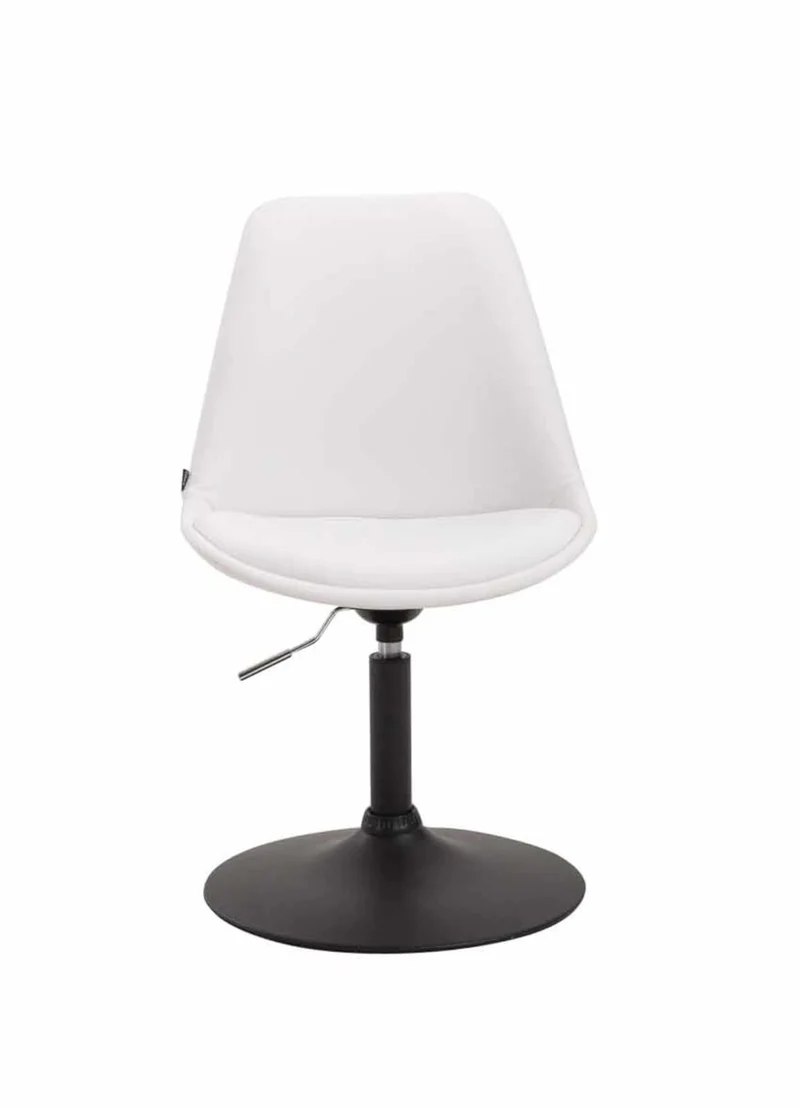 Lot de 4 chaises de salle à manger pivotante hauteur réglable en PVC blanc et pied trompette métal noir 10_0001806