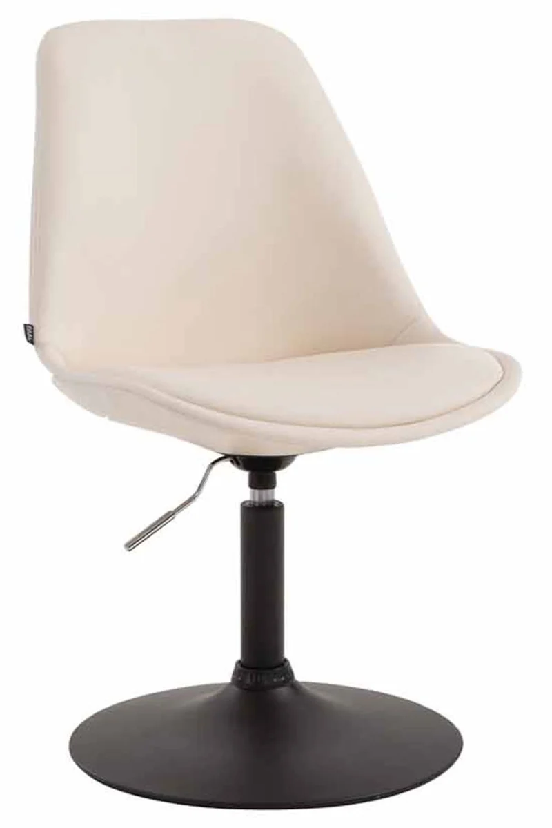 Lot de 4 chaises de salle à manger pivotante hauteur réglable en PVC crème et pied trompette métal noir 10_0001803
