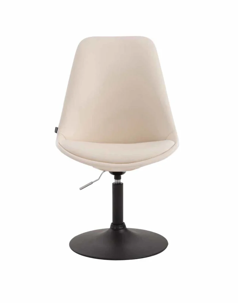 Lot de 4 chaises de salle à manger pivotante hauteur réglable en PVC crème et pied trompette métal noir 10_0001803