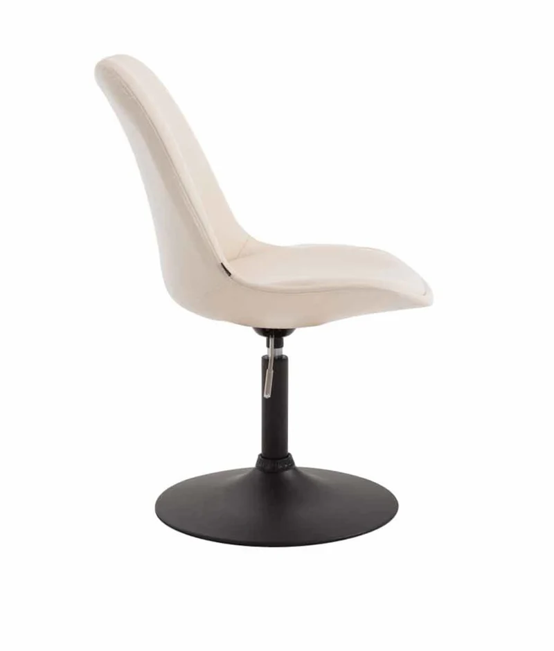 Lot de 4 chaises de salle à manger pivotante hauteur réglable en PVC crème et pied trompette métal noir 10_0001803