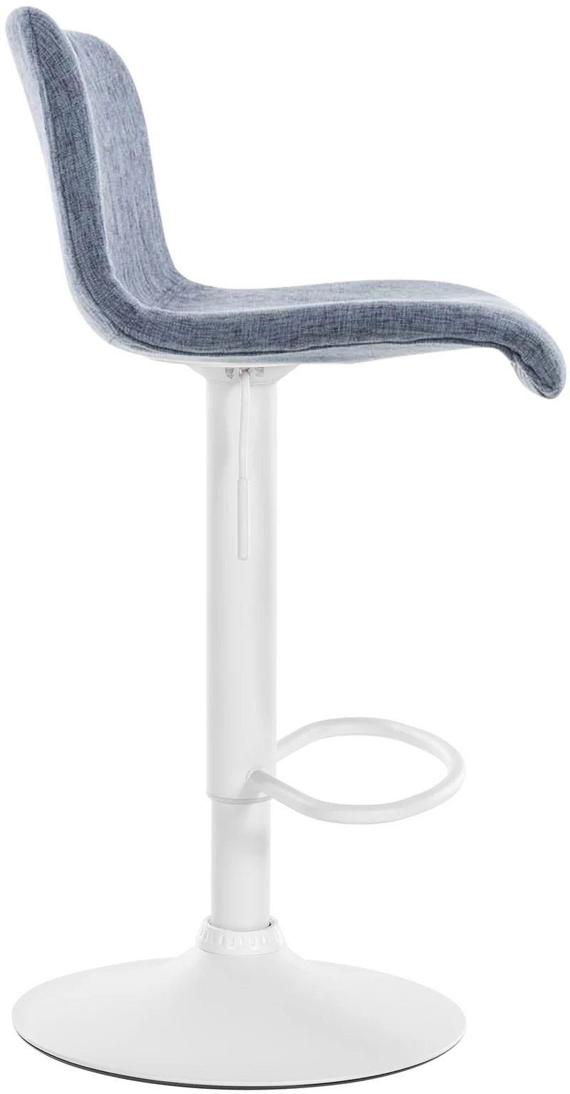 Tabouret de bar x1 avec repose-pieds pivotant dossier incurvé en tissu bleu et métal blanc 10_0004976