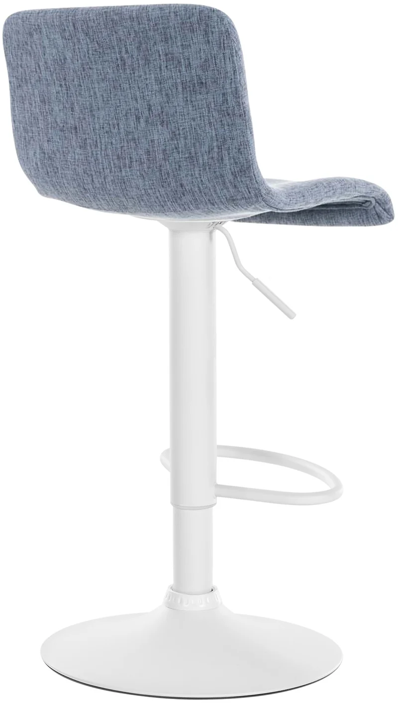 Tabouret de bar x1 avec repose-pieds pivotant dossier incurvé en tissu bleu et métal blanc 10_0004976