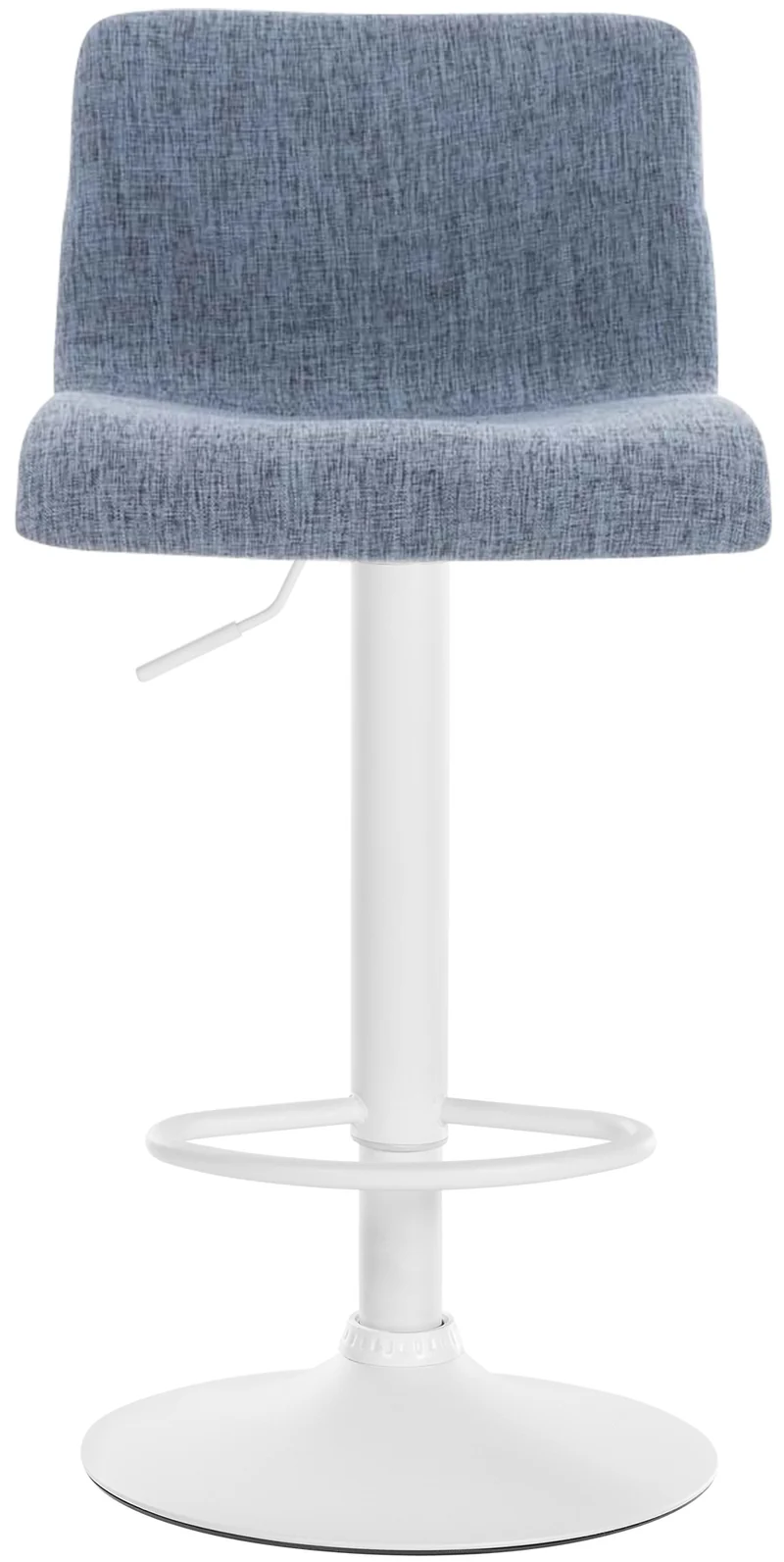 Tabouret de bar x1 avec repose-pieds pivotant dossier incurvé en tissu bleu et métal blanc 10_0004976