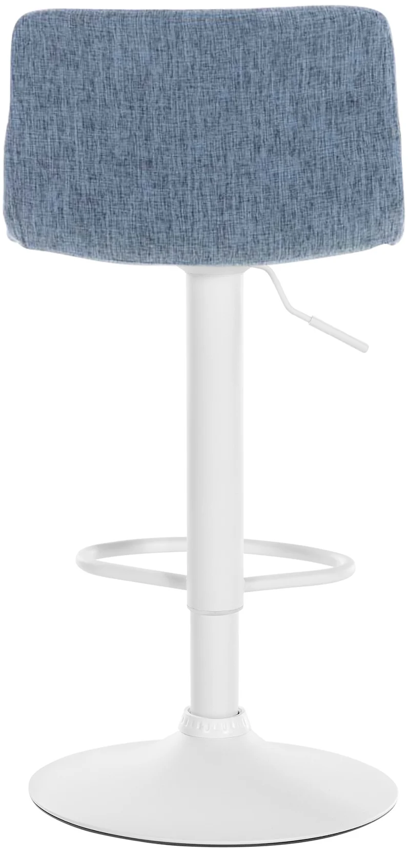 Tabouret de bar x1 avec repose-pieds pivotant dossier incurvé en tissu bleu et métal blanc 10_0004976