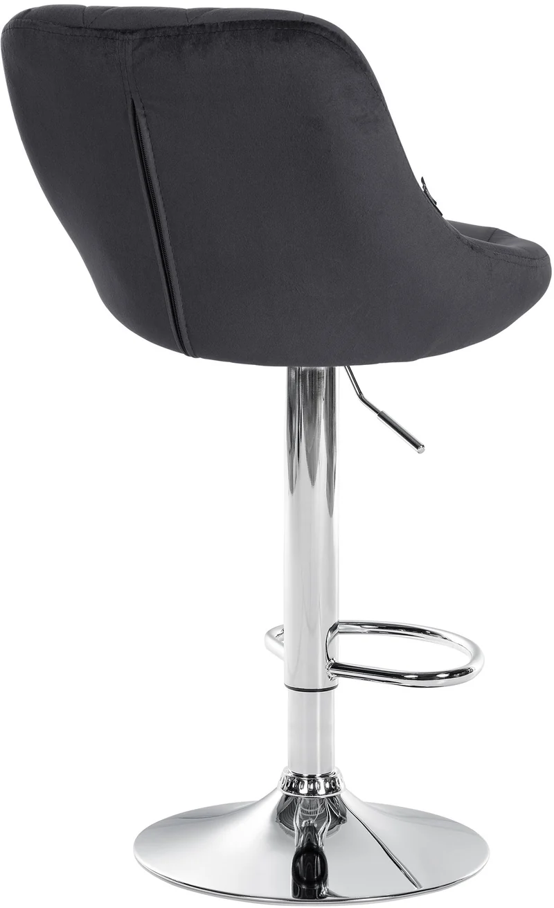Set de 2 tabourets de bar coutures décoratives losanges assise en velours gris foncé et cadre en métal chromé TDB10770