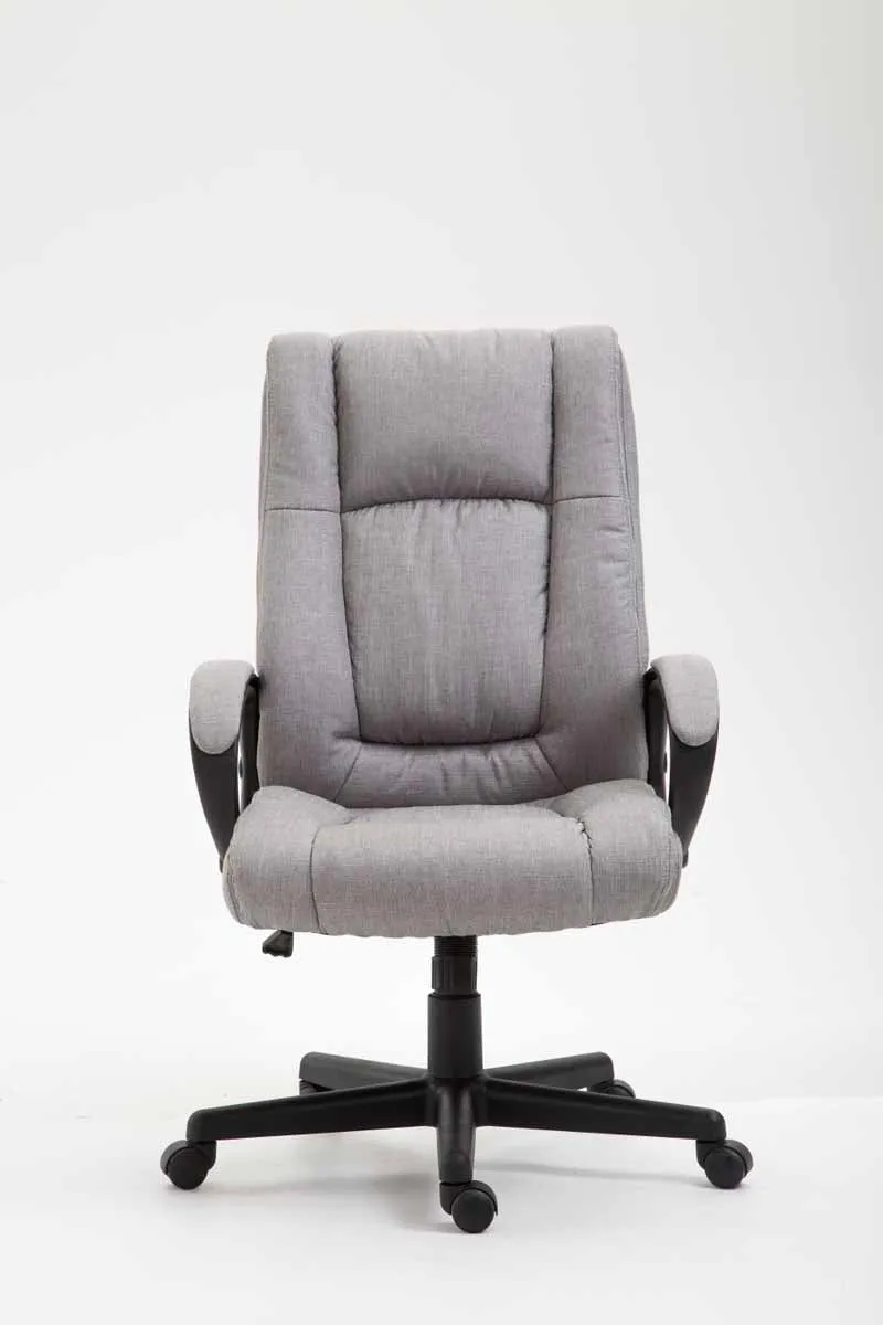 Fauteuil de bureau XL sur roulettes avec accoudoirs mécanisme d'inclinaison plastique tissu gris 10_0002718