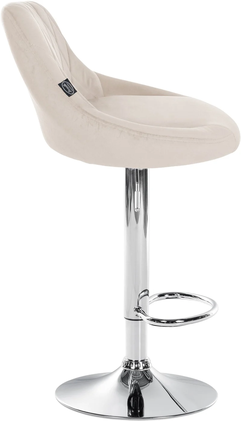 Set de 2 tabourets de bar coutures décoratives losanges assise en velours crème et cadre en métal chromé TDB10769