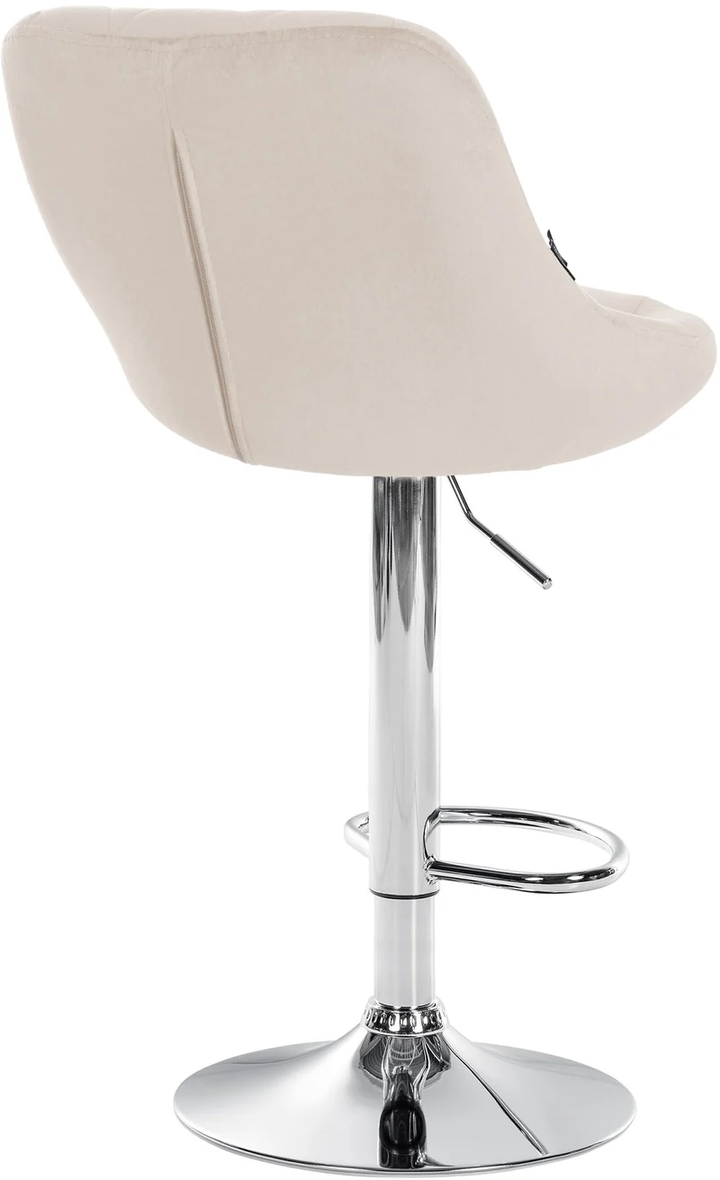 Set de 2 tabourets de bar coutures décoratives losanges assise en velours crème et cadre en métal chromé TDB10769