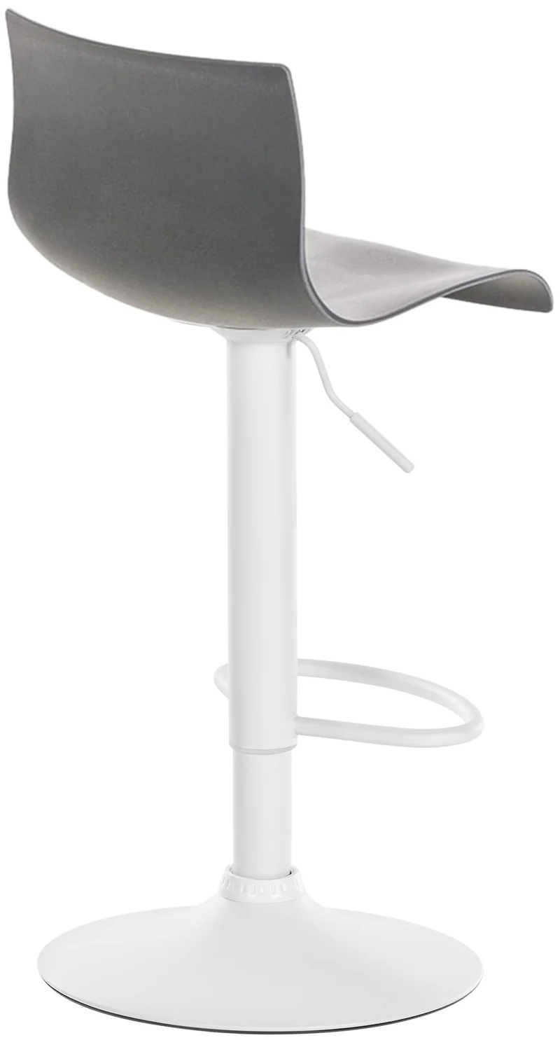 Tabouret de bar x1 avec repose-pieds pivotant dossier incurvé en plastique gris et métal blanc 10_0004984