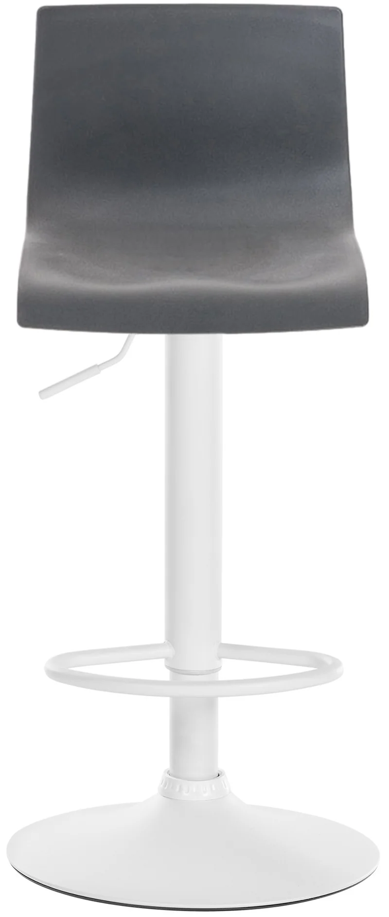 Tabouret de bar x1 avec repose-pieds pivotant dossier incurvé en plastique gris et métal blanc 10_0004984