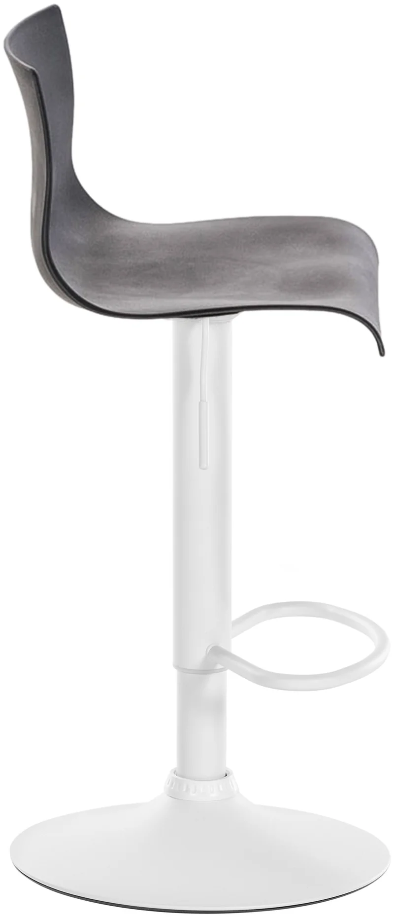 Tabouret de bar x1 avec repose-pieds pivotant dossier incurvé en plastique gris et métal blanc 10_0004984