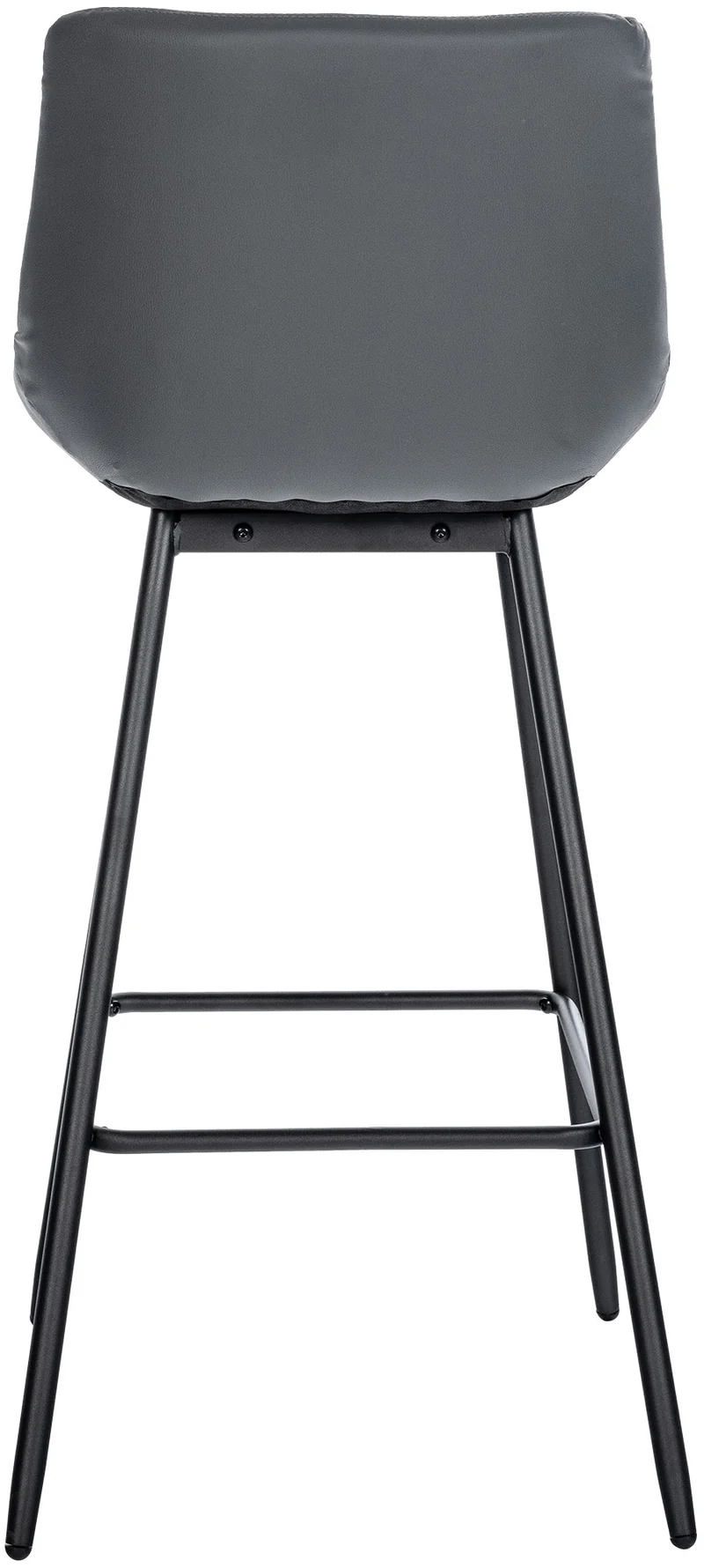 Tabouret de bar x1 avec repose-pieds revêtement en PVC gris piètement à quatre pieds en métal noir 10_0005456