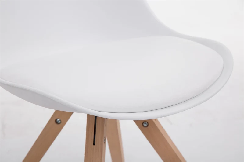 Chaise de salle à manger design scandinave en PVC blanc et pieds en bois clair forme carré 10_0003427