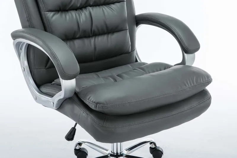 Fauteuil de bureau sur roulettes avec mécanisme de bascule jusqu'à 235 kg en PVC gris et métal chromé 10_0002400
