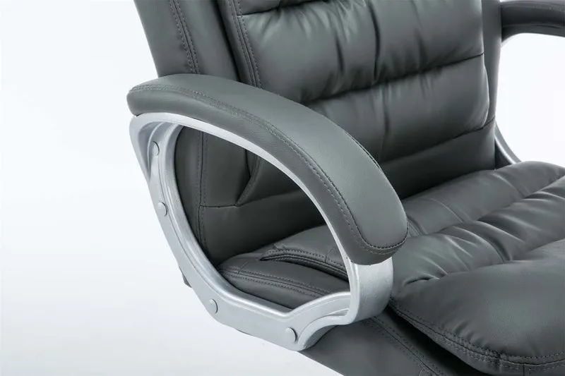 Fauteuil de bureau sur roulettes avec mécanisme de bascule jusqu'à 235 kg en PVC gris et métal chromé 10_0002400