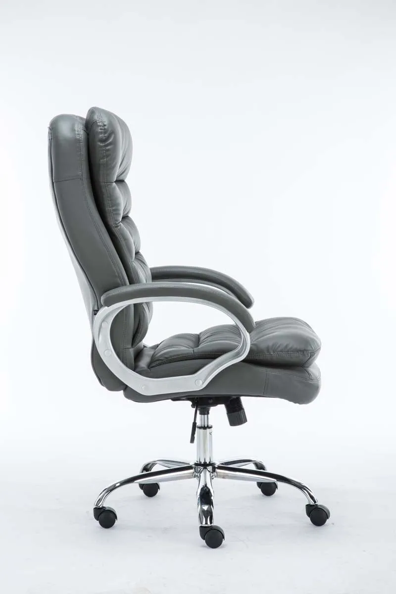 Fauteuil de bureau sur roulettes avec mécanisme de bascule jusqu'à 235 kg en PVC gris et métal chromé 10_0002400