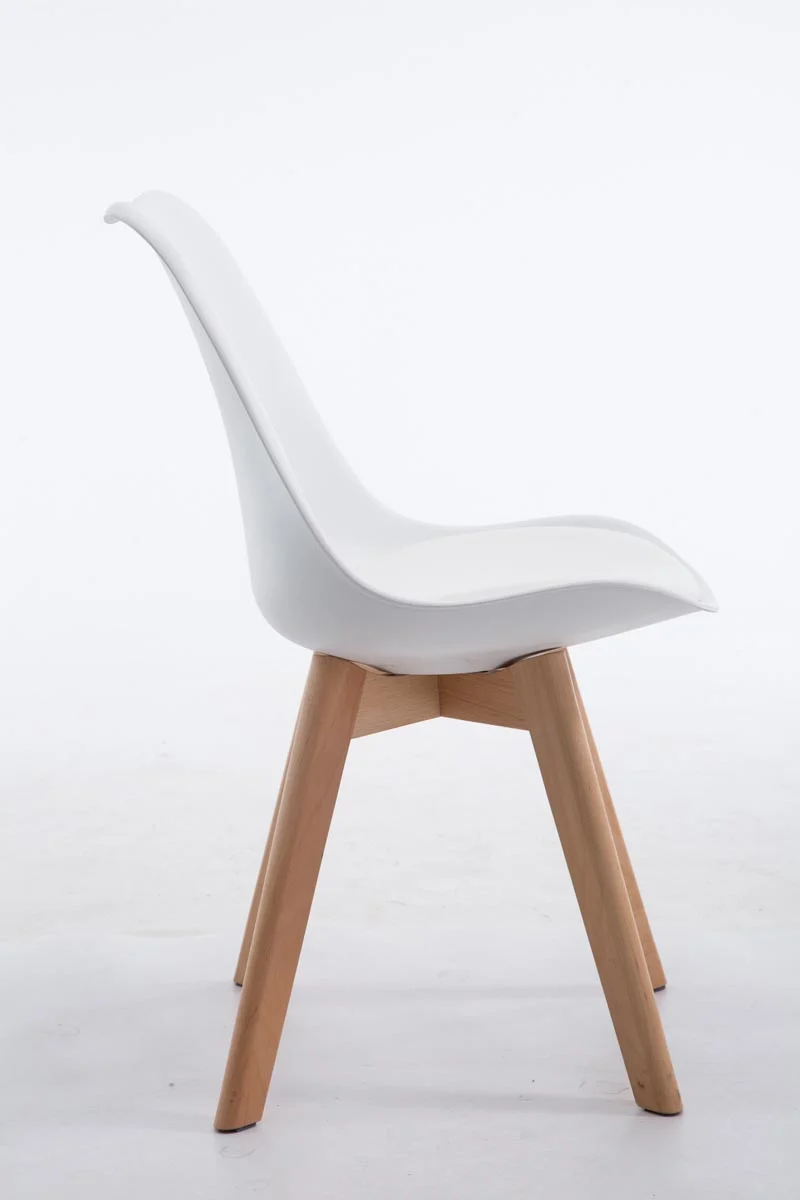 Chaise de salle à manger x1 design scandinave en PVC et plastique blanc et piètement à 4 pieds en bois clair 10_0003270