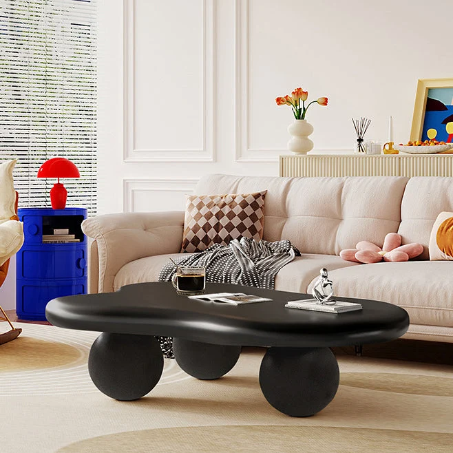 Contemporary Creative Creamy Cloud Orb Eco-Friendly MDF End Table 1-Tier For Living Room