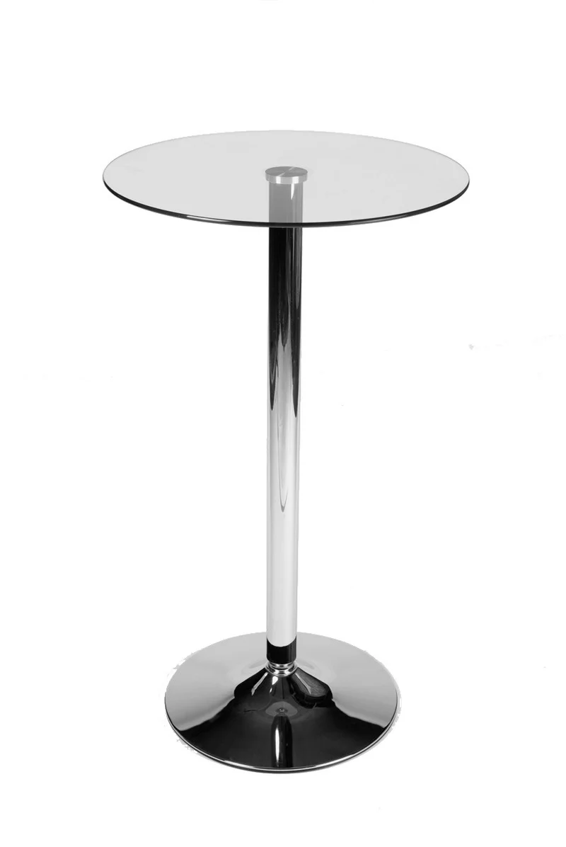 Table haute ronde Ø 60 cm avec plateau en verre et pieds en métal 10_0000537
