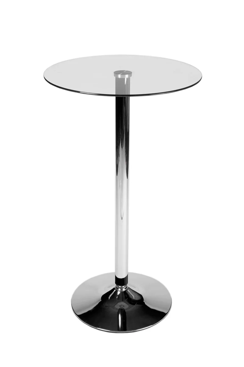 Table haute ronde Ø 60 cm avec plateau en verre et pieds en métal 10_0000537