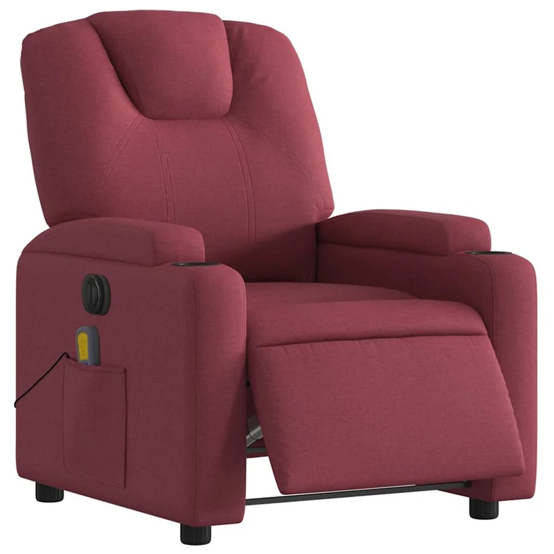 Fauteuil de relaxation TV fonction massage inclinable électrique 6 points de massage en tissu rouge bordeaux DEC027250