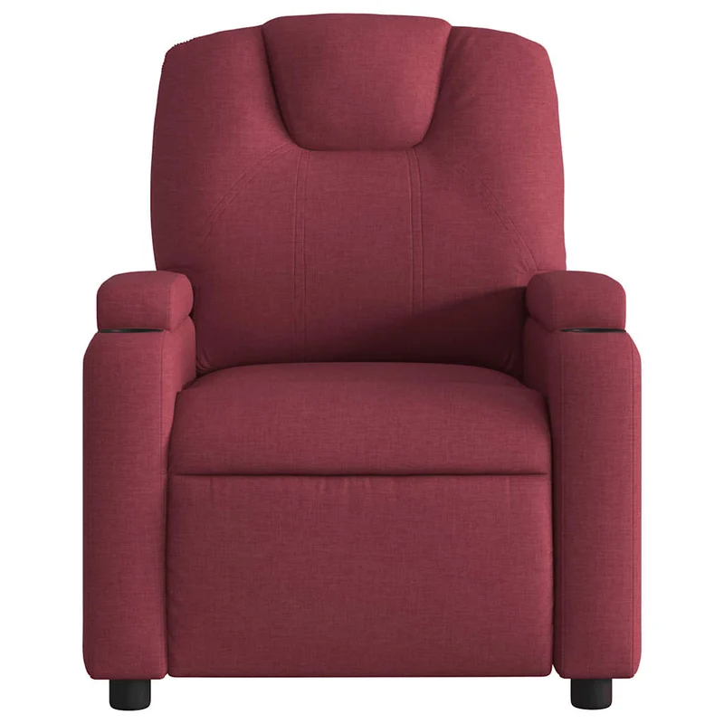 Fauteuil de relaxation TV fonction massage inclinable électrique 6 points de massage en tissu rouge bordeaux DEC027250