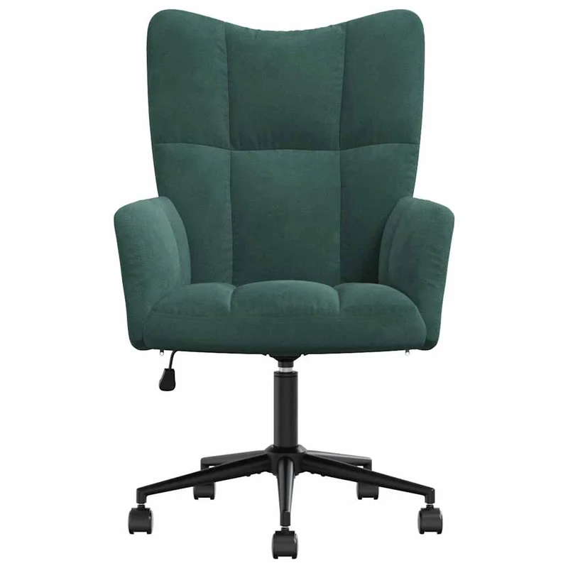 Fauteuil lounge chaise de canapé sur roulettes design moderne en velours vert foncé DEC026788