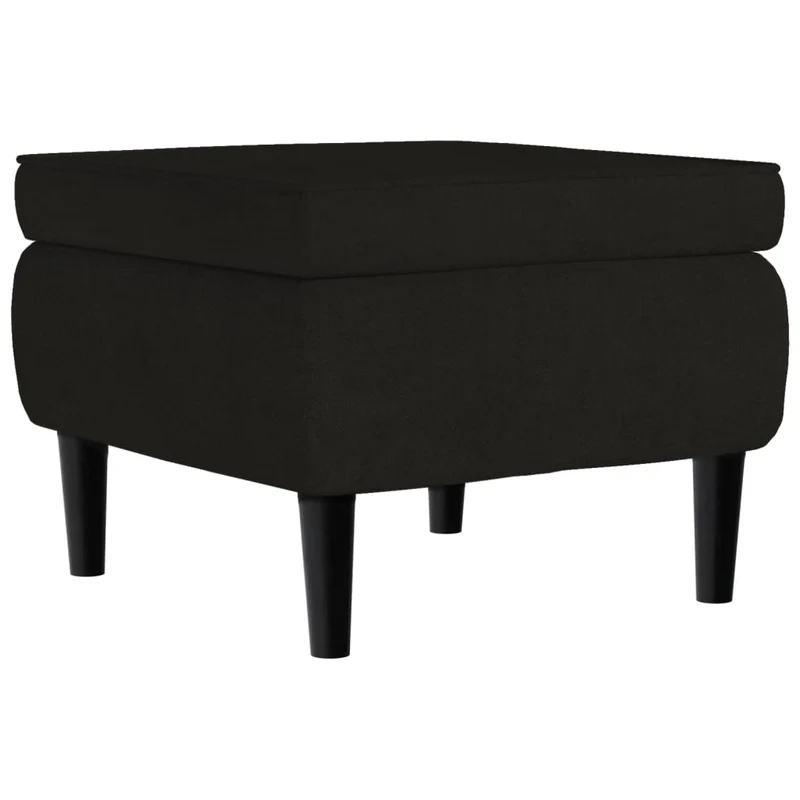 Tabouret assise repose-pied avec pieds en bois et velours noir DEC026315