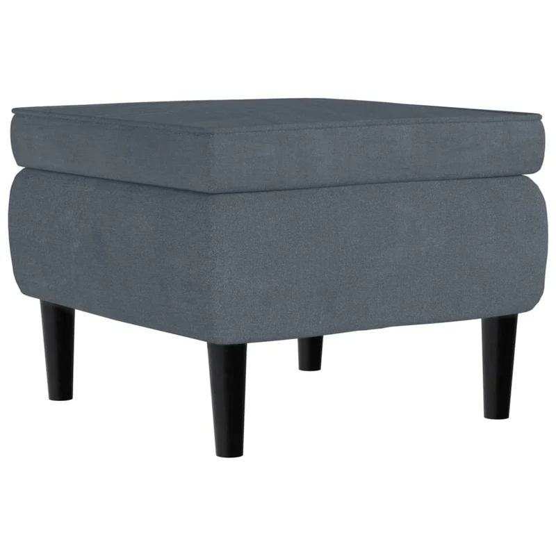 Tabouret assise repose-pied avec pieds en bois en velours gris foncé DEC026306