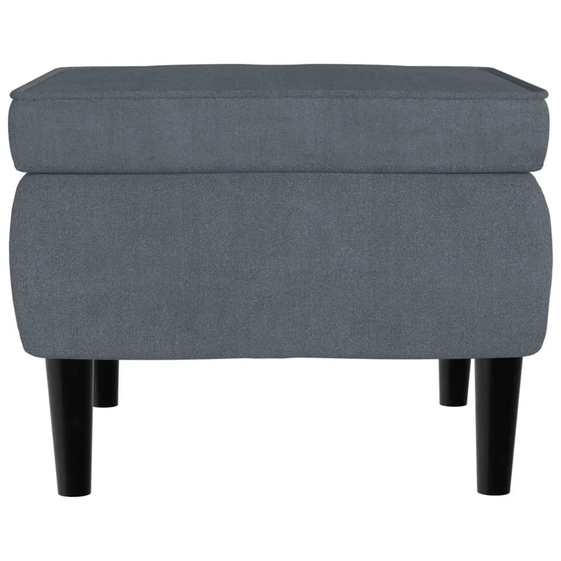 Tabouret assise repose-pied avec pieds en bois en velours gris foncé DEC026306