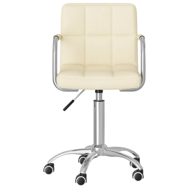 Chaise pivotante de salle à manger chaise de bureau sur roulettes en tissu crème DEC025077