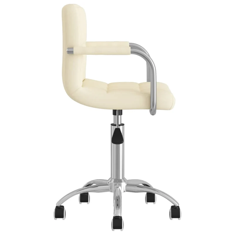 Chaise pivotante de salle à manger chaise de bureau sur roulettes en tissu crème DEC025077