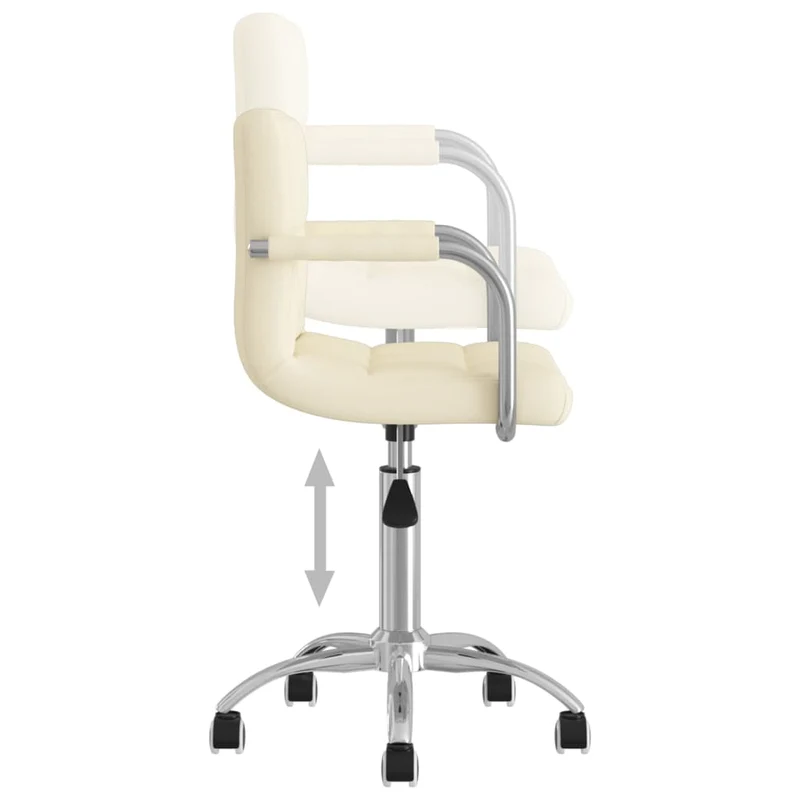 Chaise pivotante de salle à manger chaise de bureau sur roulettes en tissu crème DEC025077