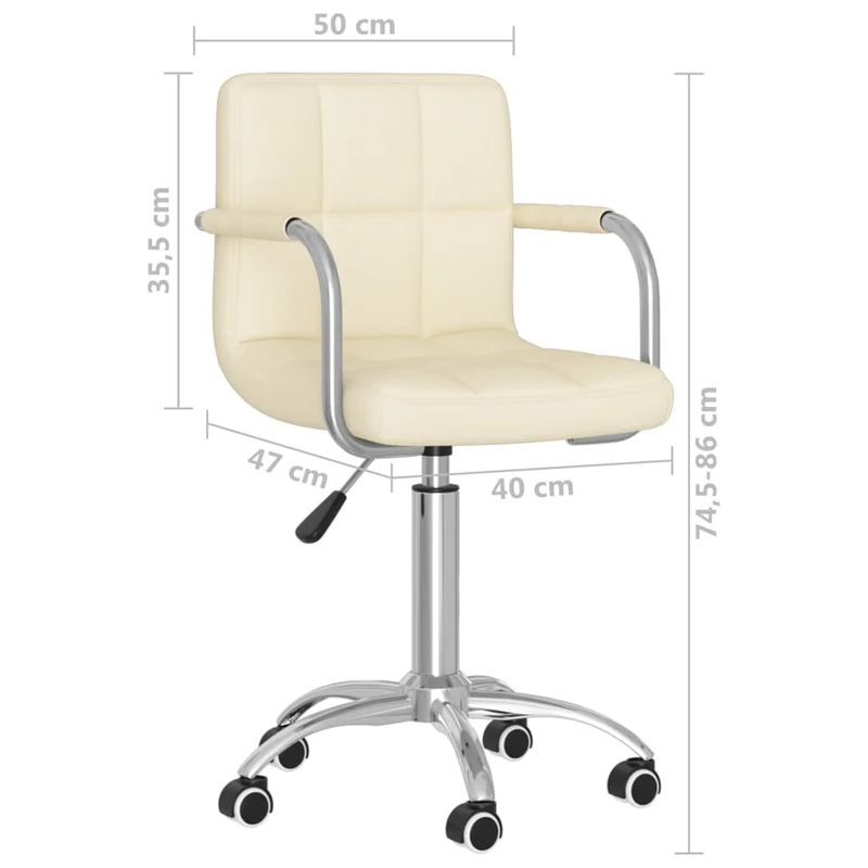 Chaise pivotante de salle à manger chaise de bureau sur roulettes en tissu crème DEC025077