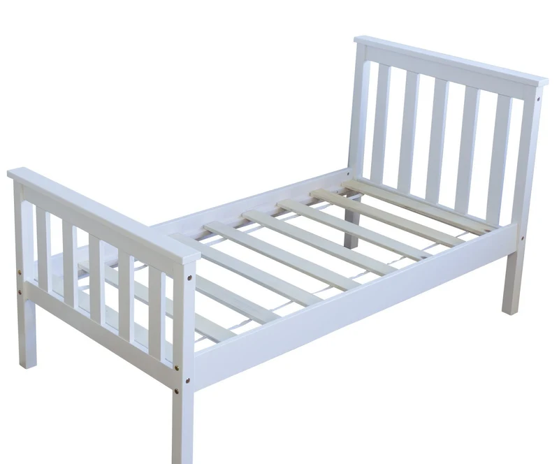 Lit pour enfant 70x140cm avec sommier à lattes en bois blanc LIT06080