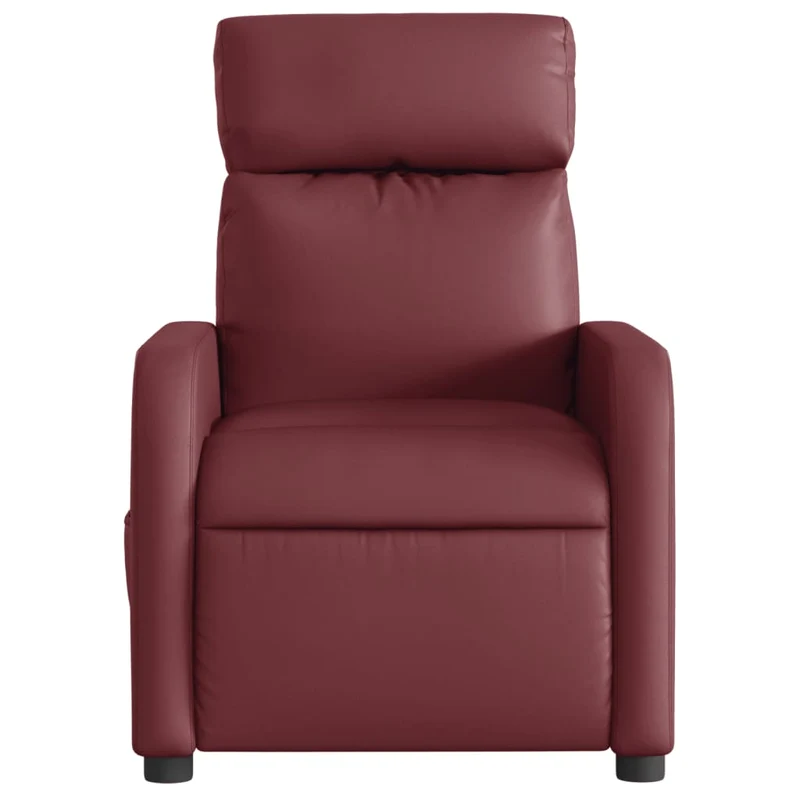 Fauteuil de relaxation TV fonction massage inclinable électrique 6 points de massage en PVC rouge bordeaux DEC027240