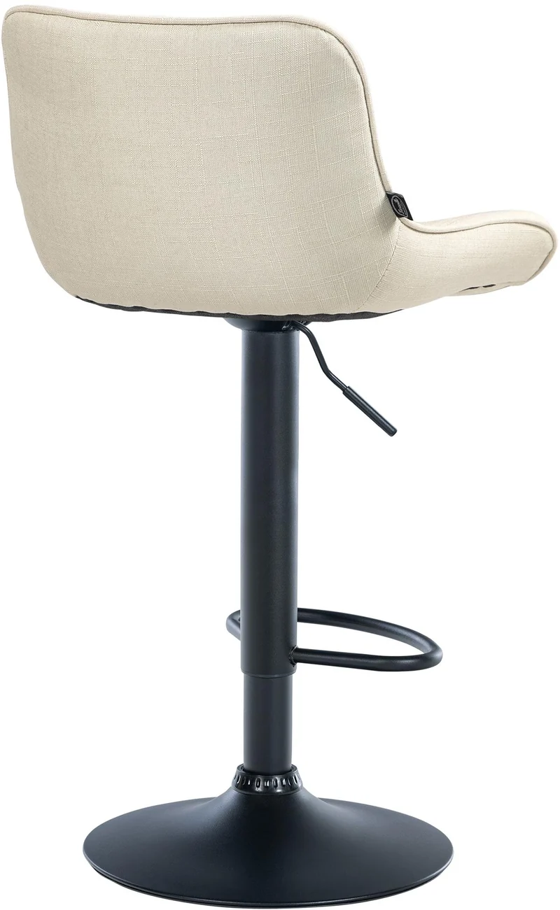 Tabouret de bar x1 pivotant forme ergonomique surpiqûres décoratives en tissu crème cadre en métal noir 10_0005766