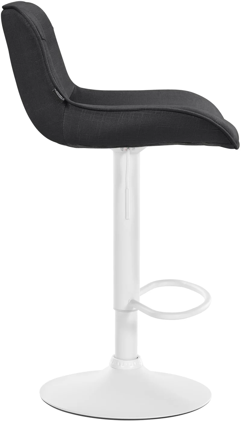 Tabouret de bar x1 pivotant forme ergonomique surpiqûres décoratives en tissu gris foncé cadre en métal blanc 10_0005764