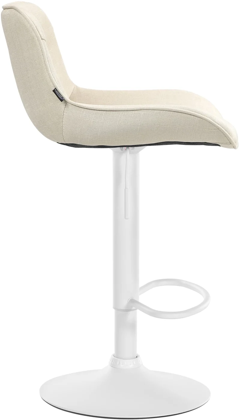 Tabouret de bar x1 pivotant forme ergonomique surpiqûres décoratives en tissu crème cadre en métal blanc 10_0005763