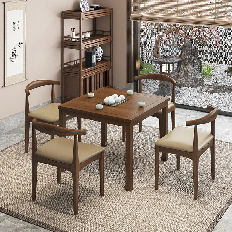 Traditional Chinese Elm Wood Square End Table 1-Tier For Living Room