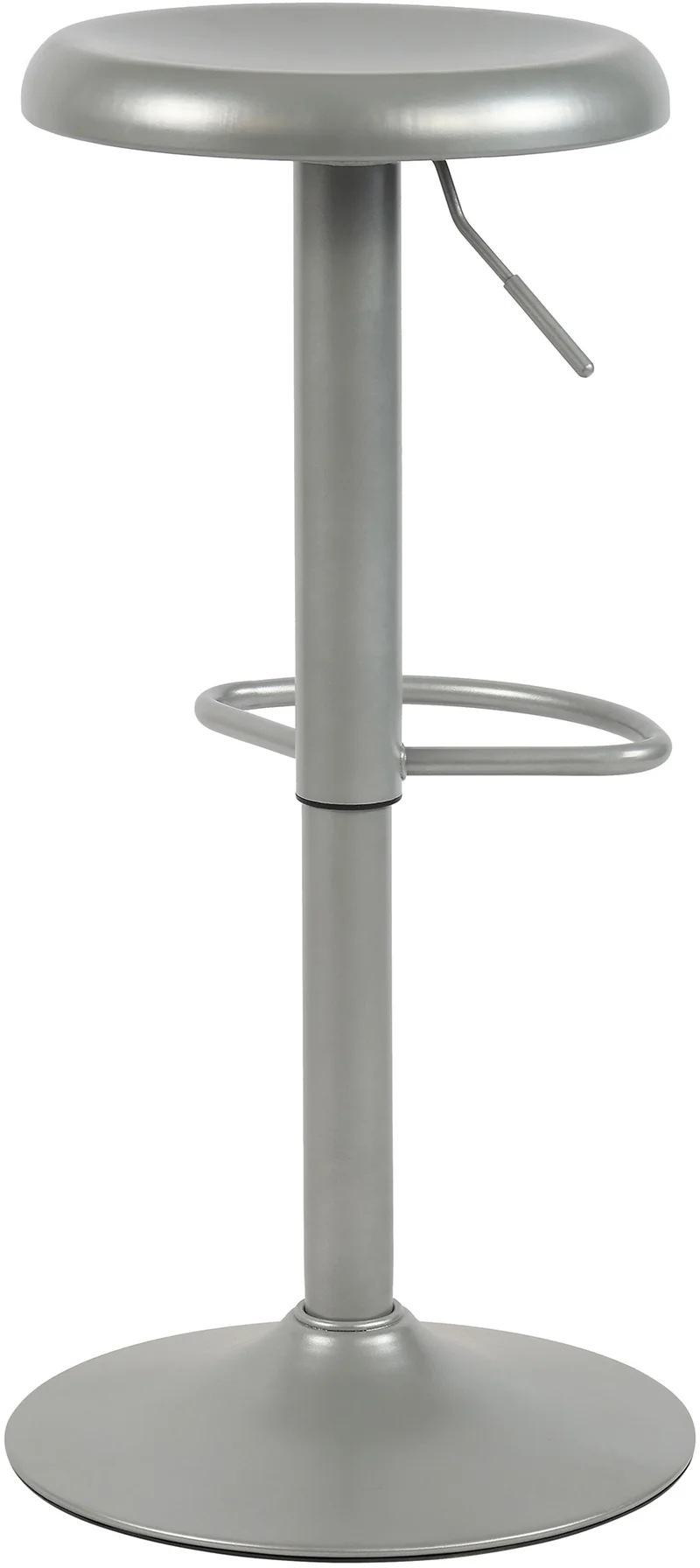 Tabouret de bar x1 hauteur réglable avec repose-pieds design moderne en métal argenté 10_0005778