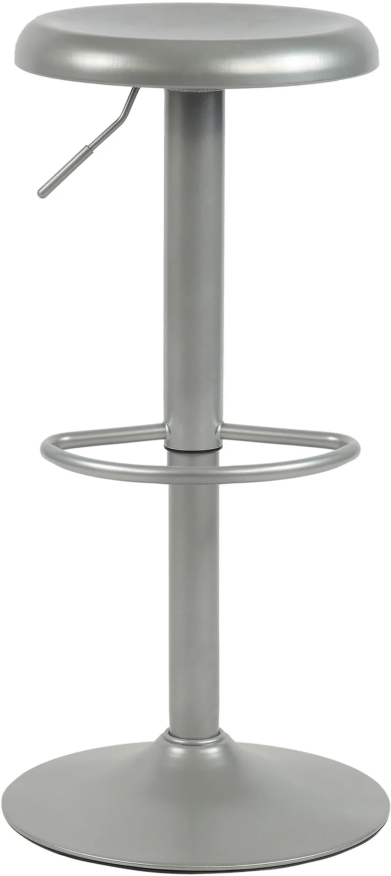 Tabouret de bar x1 hauteur réglable avec repose-pieds design moderne en métal argenté 10_0005778