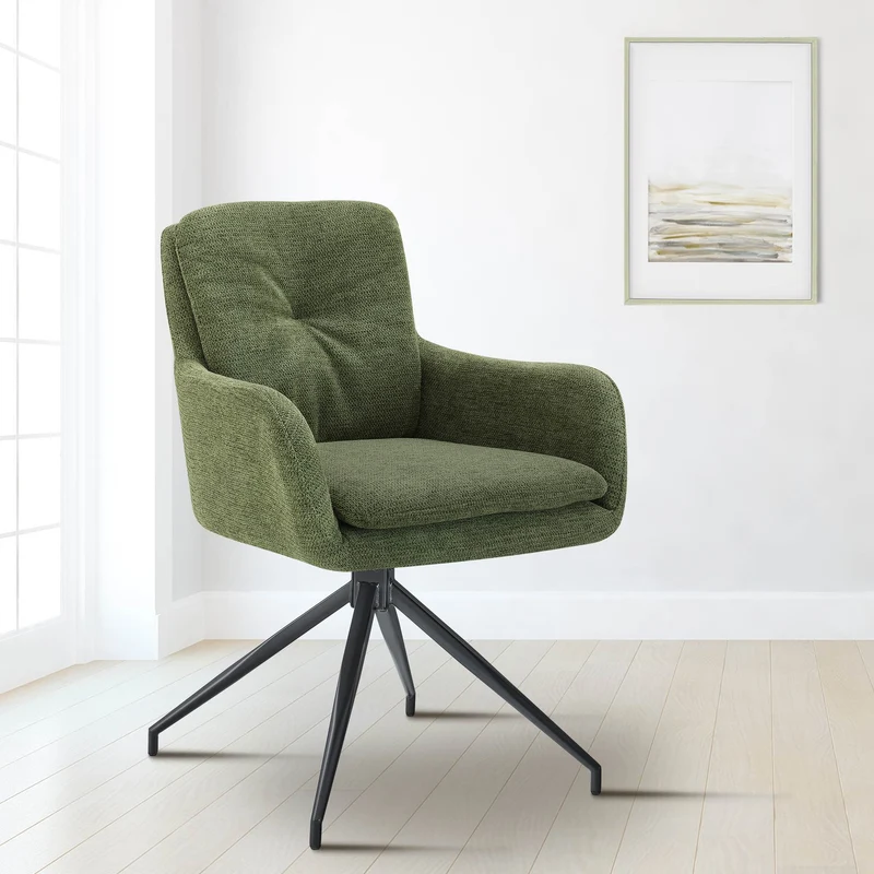 Lot de 2 chaises de salle à manger fonction pivotante confortable et moderne en tissu vert cadre métal 10_0005890