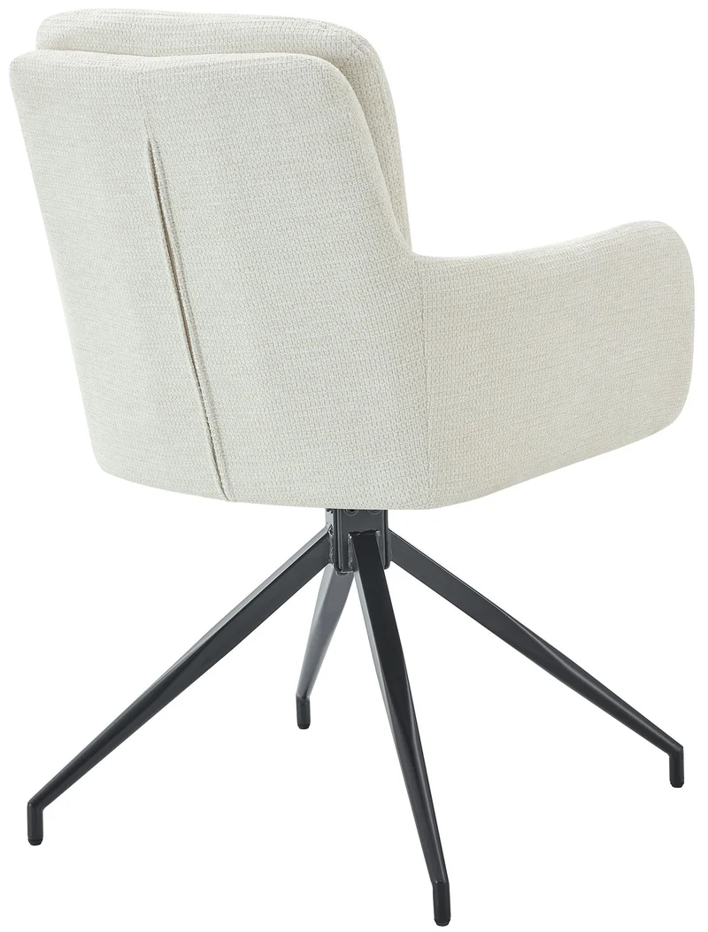 Lot de 2 chaises de salle à manger fonction pivotante confortable et moderne en tissu crème cadre métal 10_0005868