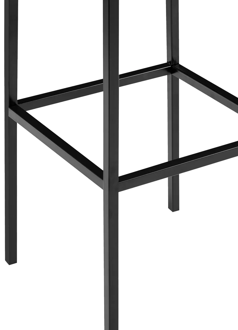 Lot de 2 tabourets de bar avec repose-pieds assises carrées hauteur 80 cm en tissu bleu et métal noir 10_0006072