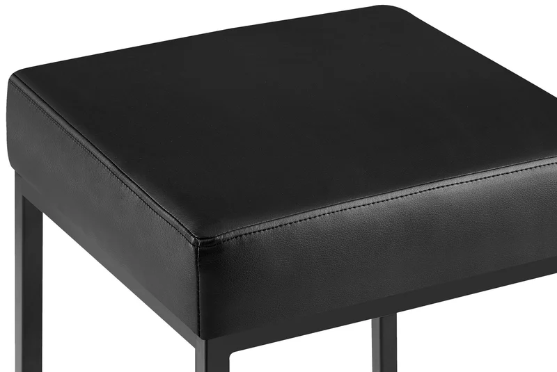 Tabouret de bar x1 avec repose-pieds assise carrée hauteur 83 cm en similicuir noir et métal noir 10_0005986