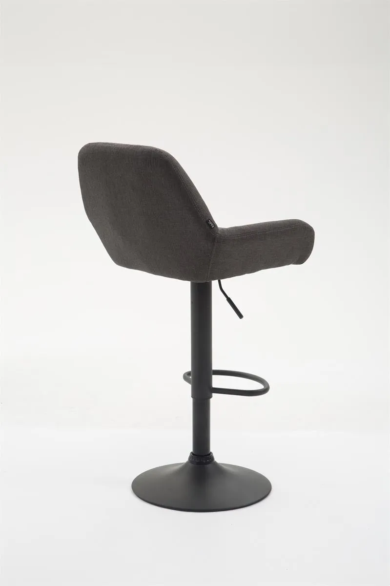 Tabouret de bar x1 repose-pieds en forme d'arc en métal noir assise en tissu gris foncé 10_0006098