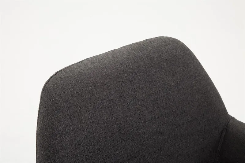 Tabouret de bar x1 repose-pieds en forme d'arc en métal noir assise en tissu gris foncé 10_0006098