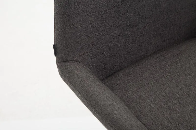 Tabouret de bar x1 repose-pieds en forme d'arc en métal noir assise en tissu gris foncé 10_0006098